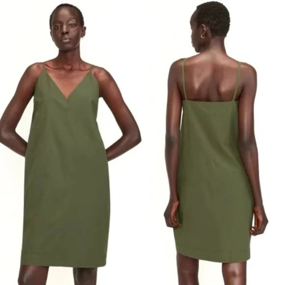 Everlane Green Poplin Slip Dress Lightweight Shift Lagenlook Women's 6